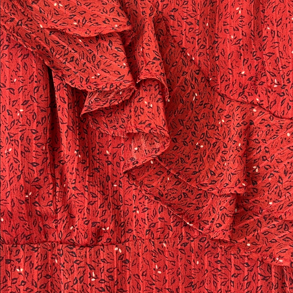 NWOT Red/Rust Ruffled One-Shoulder High Low Dress - Picture 3 of 6